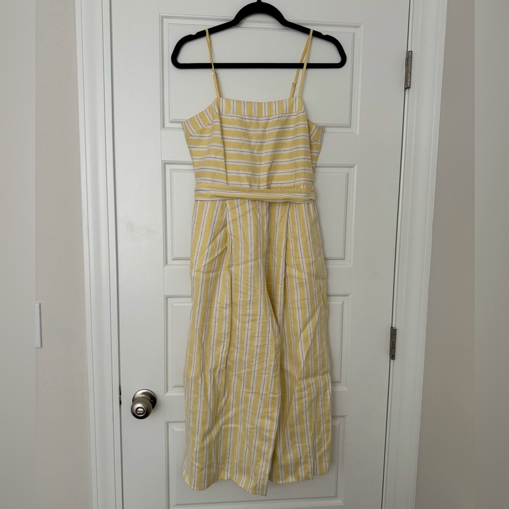 Banana Republic Women's Yellow and White Playsuit-romper